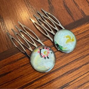 Vintage Wallpaper Handmade Hair Combs Floral Accessories